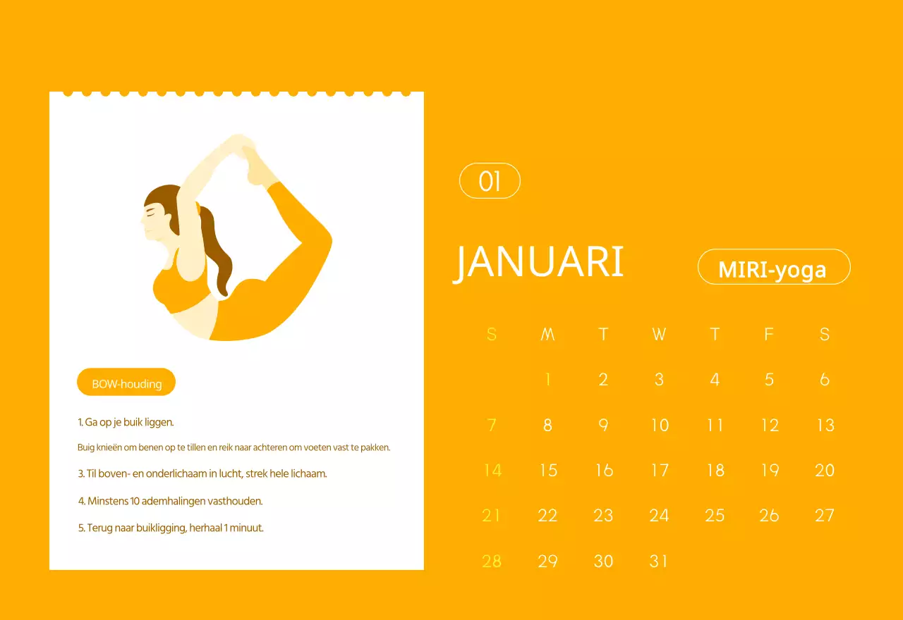 Oranje kalenders om weg te geven als je je yogastudio promoot