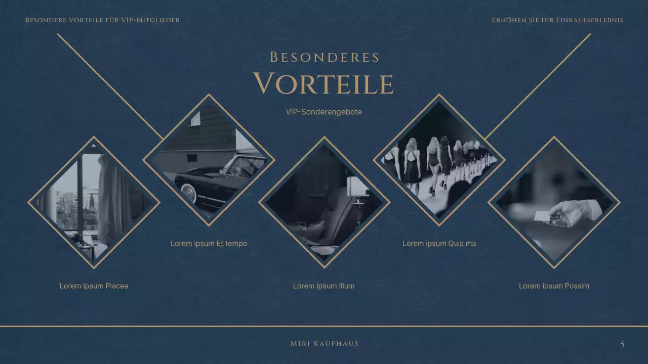 Ein luxuriöser Kaufhaus-VIP-Club in Rot und Marineblau