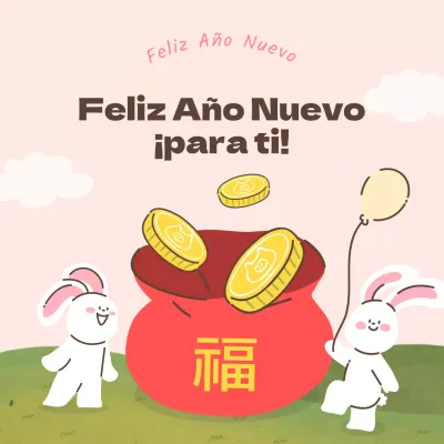 Bolsa rosa de la suerte Felicitaciones de Año Nuevo Instagram