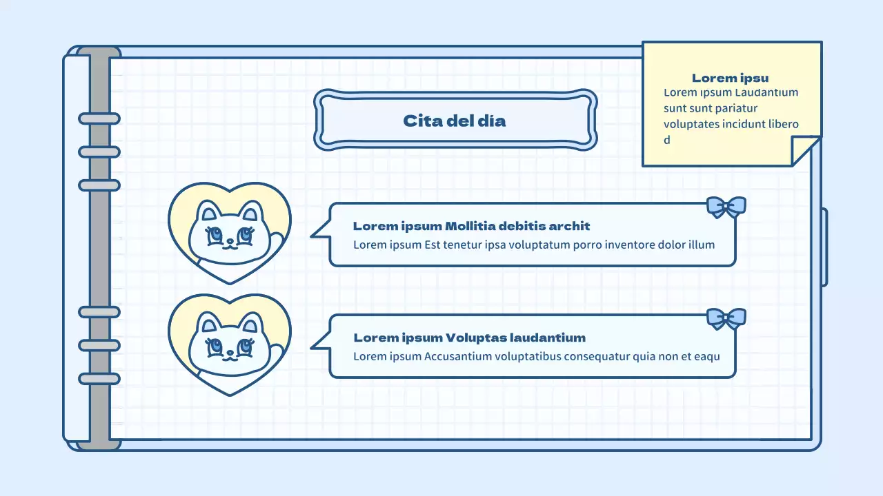 Bonito kit de presentación del concepto de agenda en azul claro y verde