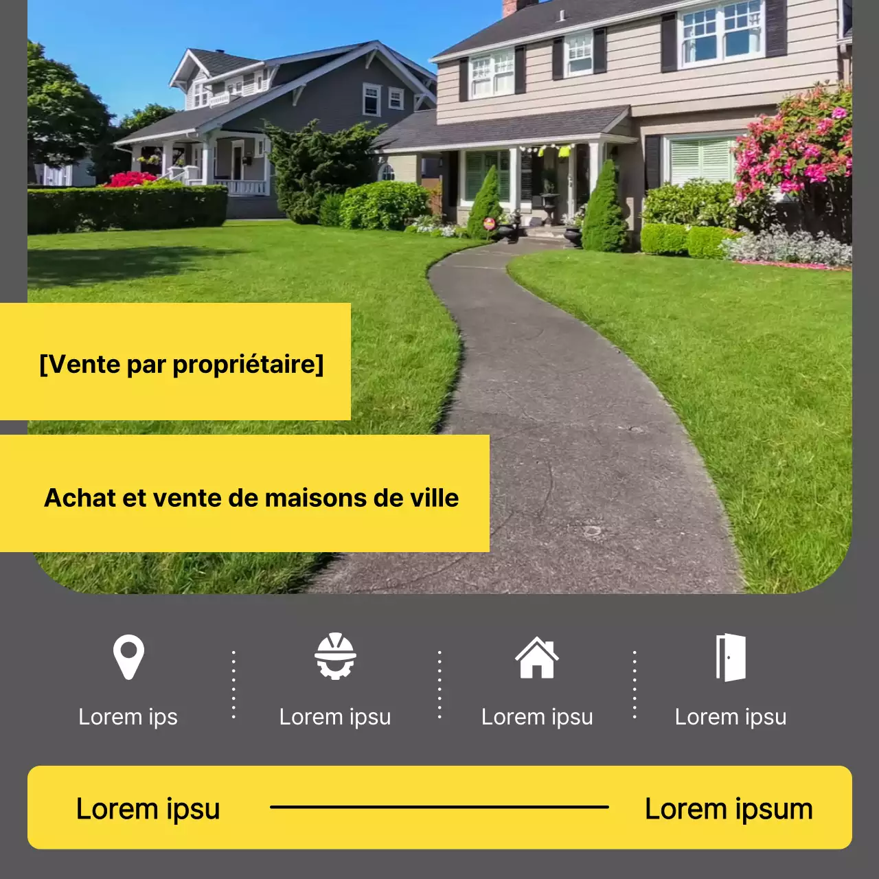 Présentation d'une vidéo d'annonce immobilière jaune et épurée