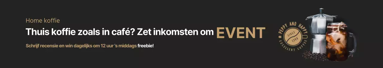 Zwartbruine koffie-gerelateerde evenementbanner