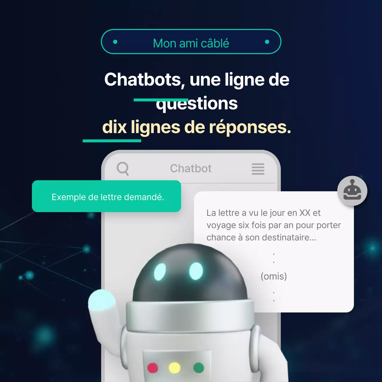 Chatbot materials for a navy blue robot character concept (matériaux pour chatbot pour un robot bleu marine)