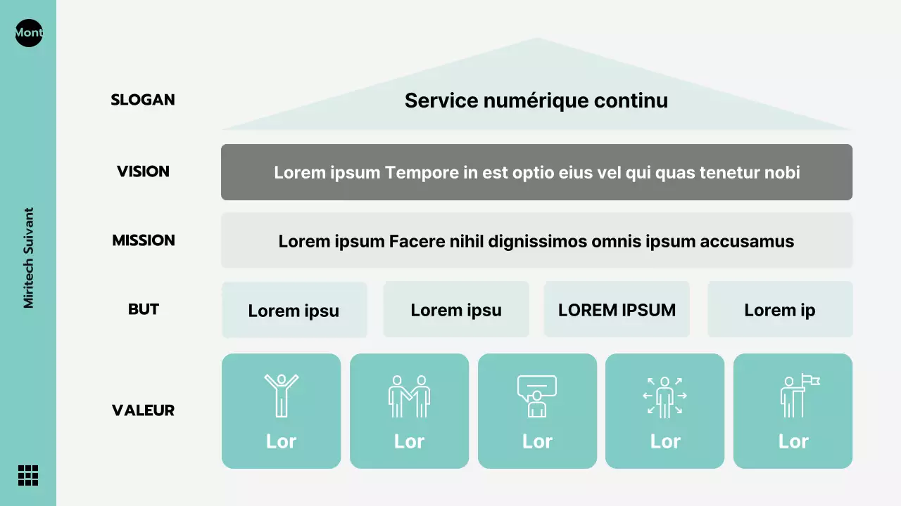 Thème moderne, gris et menthe, pour les documents d'entreprise, la déclaration de vision de l'entreprise, les célébrations et les présentations.