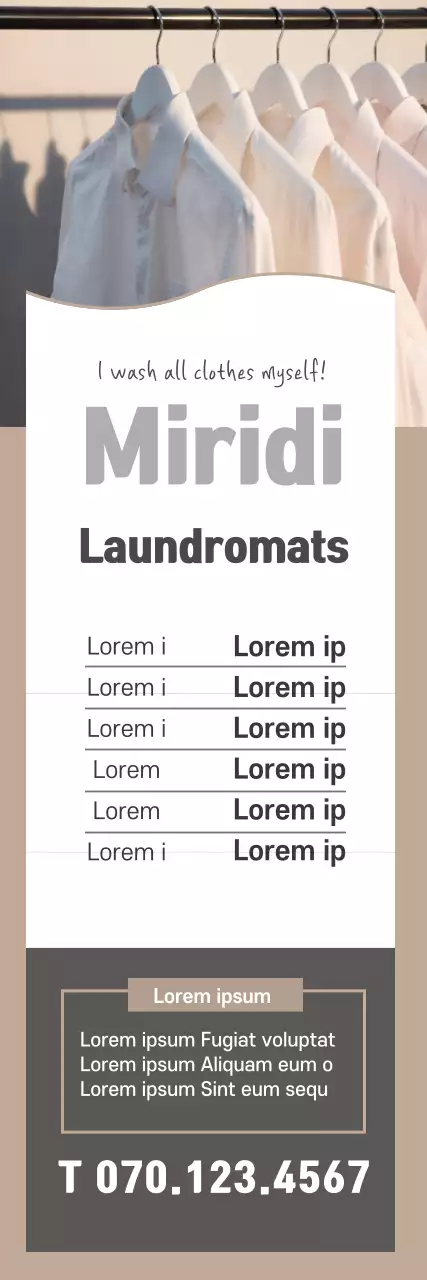 Emphasize brown photo lettering to promote a clean laundromat