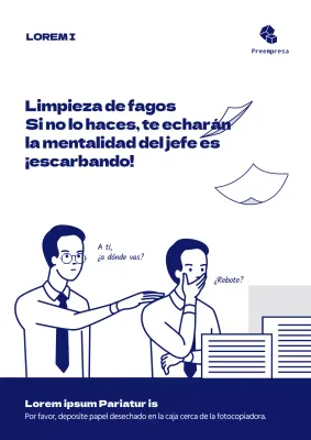 Bonito póster ilustrado sobre cultura organizativa en azul