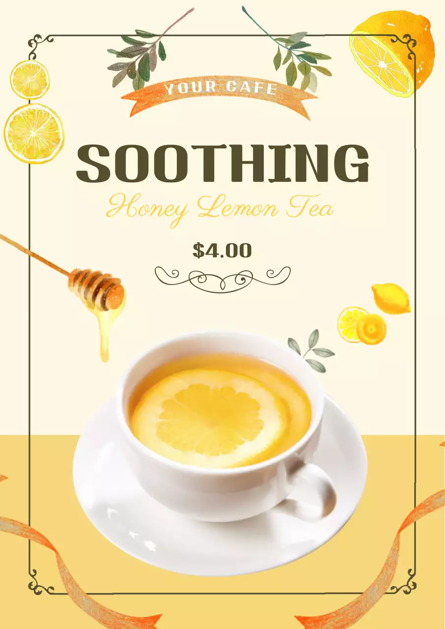 Beige Simple Tea Promotion Poster