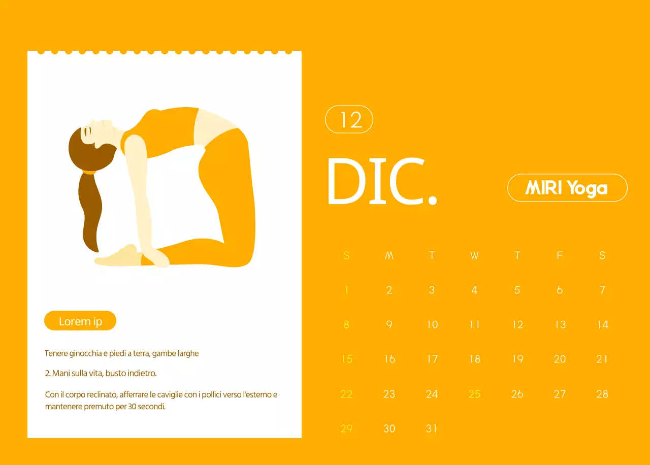 Calendari arancioni da regalare per promuovere il vostro studio di yoga