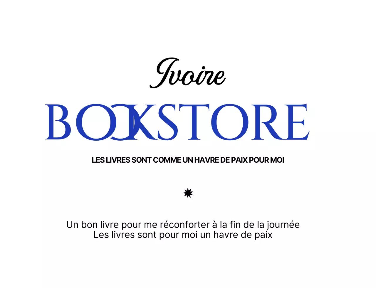Logiciel de bibliothèque sentimentale avec typographie de texte bleue