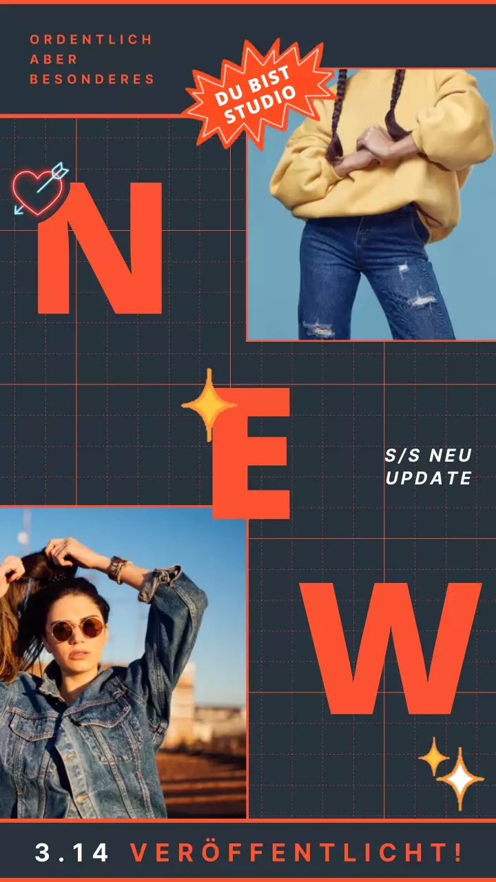 Neuankömmlinge Promotion in rot-schwarz-dakisem Stil