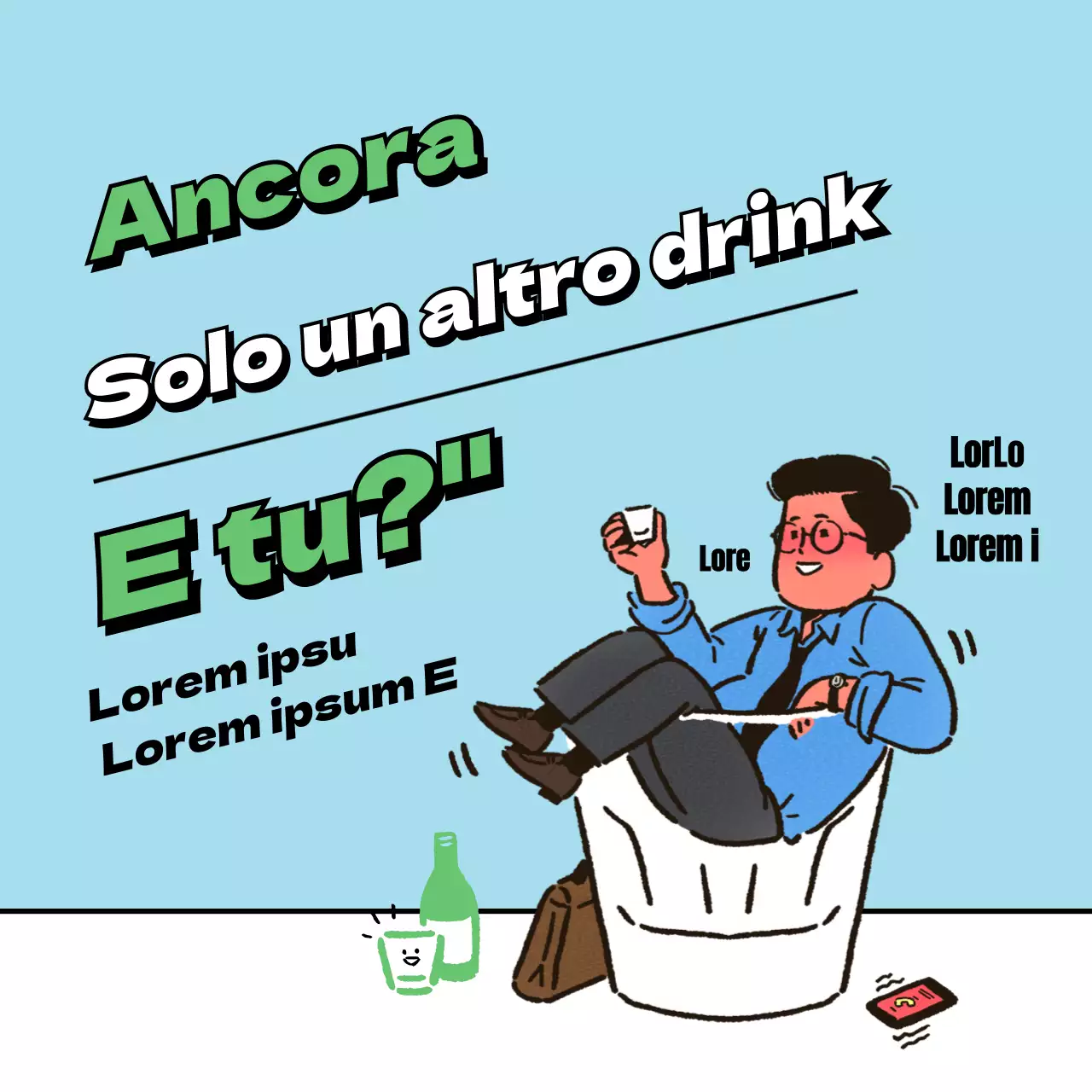 Una campagna di fine anno sul bere sano di colore verde-azzurro