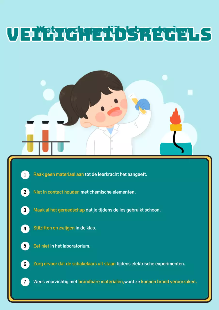 Lijst met voorzorgsmaatregelen voor wetenschappelijke experimenten in het blue lab concept
