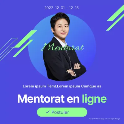 Annonce de mentorat géométrique bleu et chartreuse