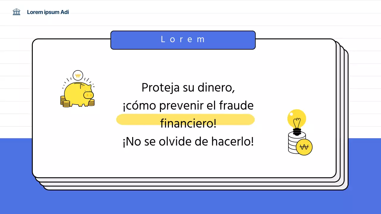 Formación en prevención del fraude financiero para adultos de mediana edad de color azul