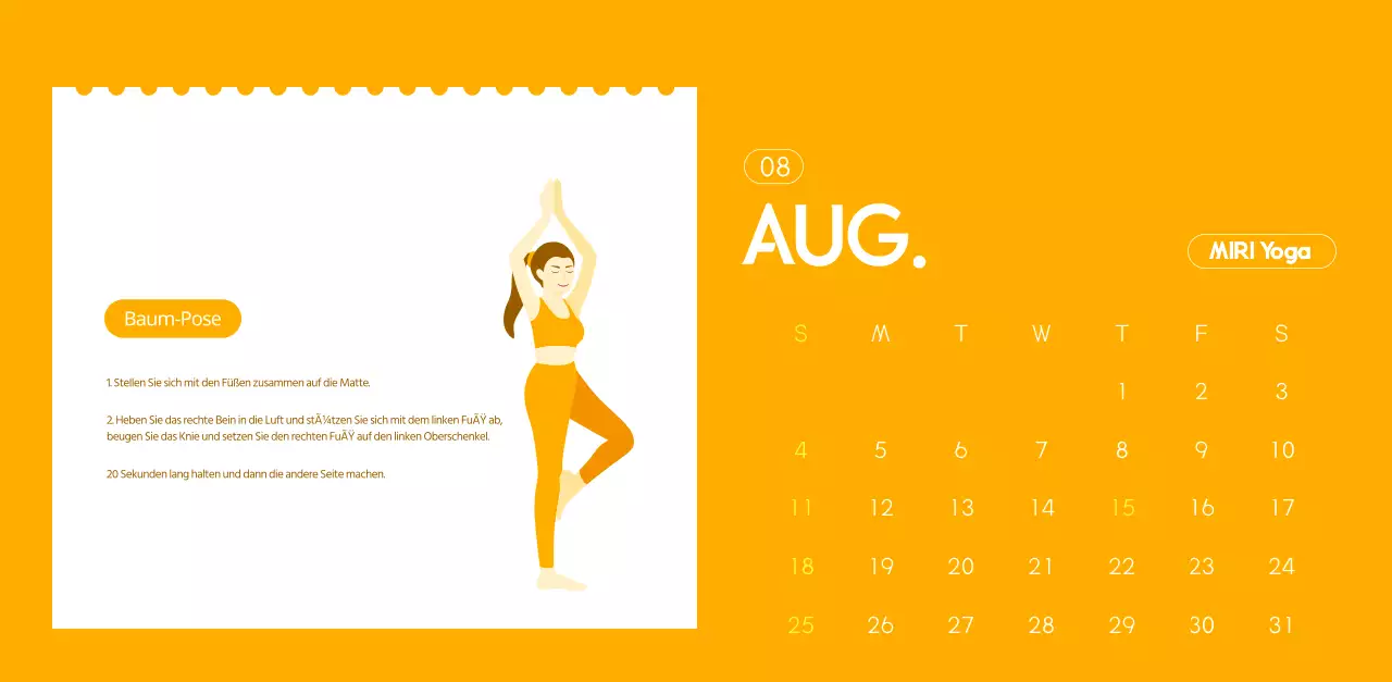 Orangefarbene Kalender zum Verschenken bei der Werbung für Ihr Yogastudio