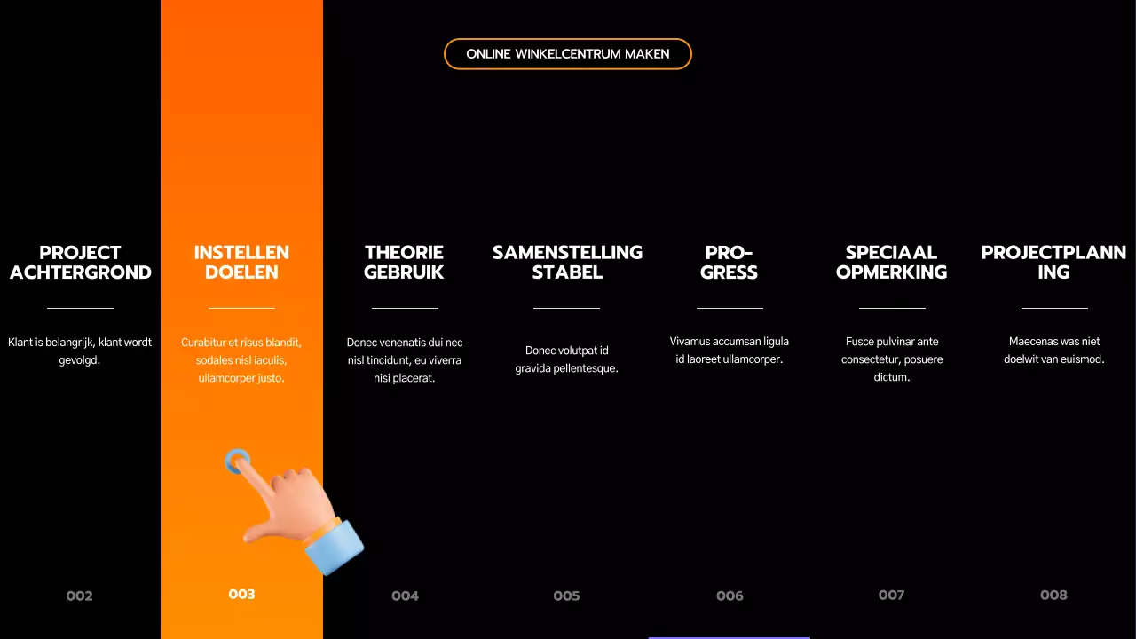 Presenteer een eenvoudige op techniek geïnspireerde projectopdracht in zwart en oranje