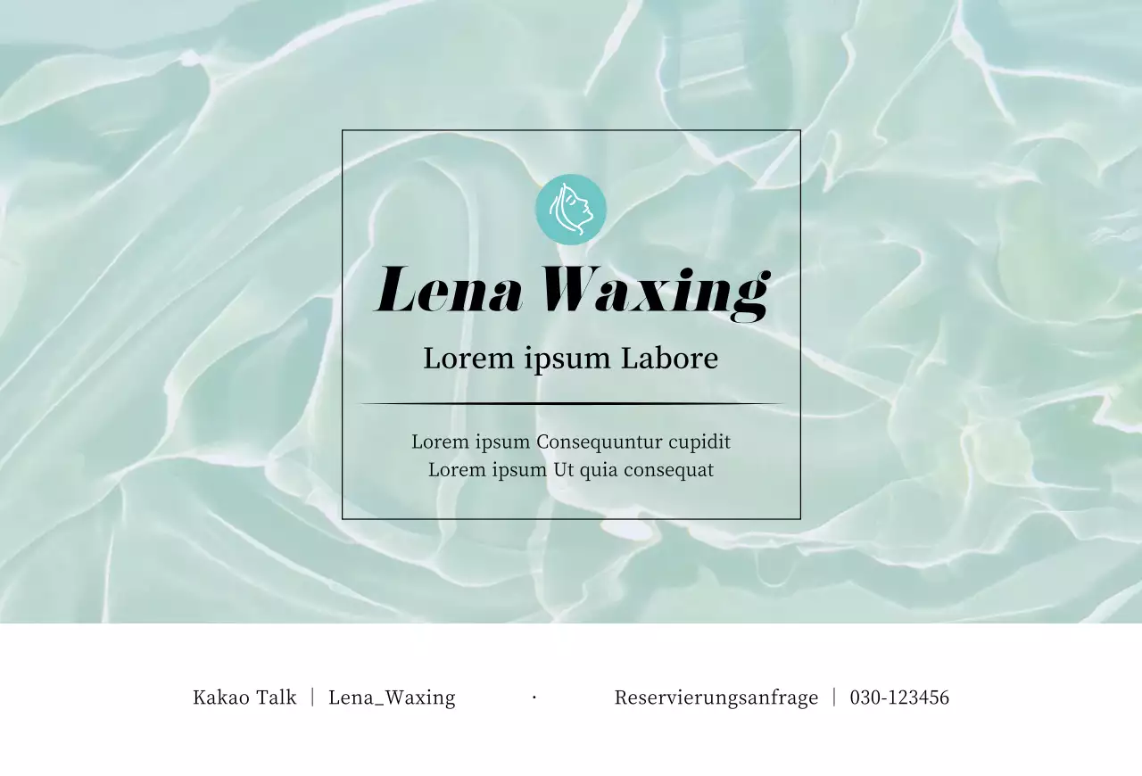 Horizontale Postkarte für die Förderung der fotografischen Wachsen Haarentfernung in mint Töne