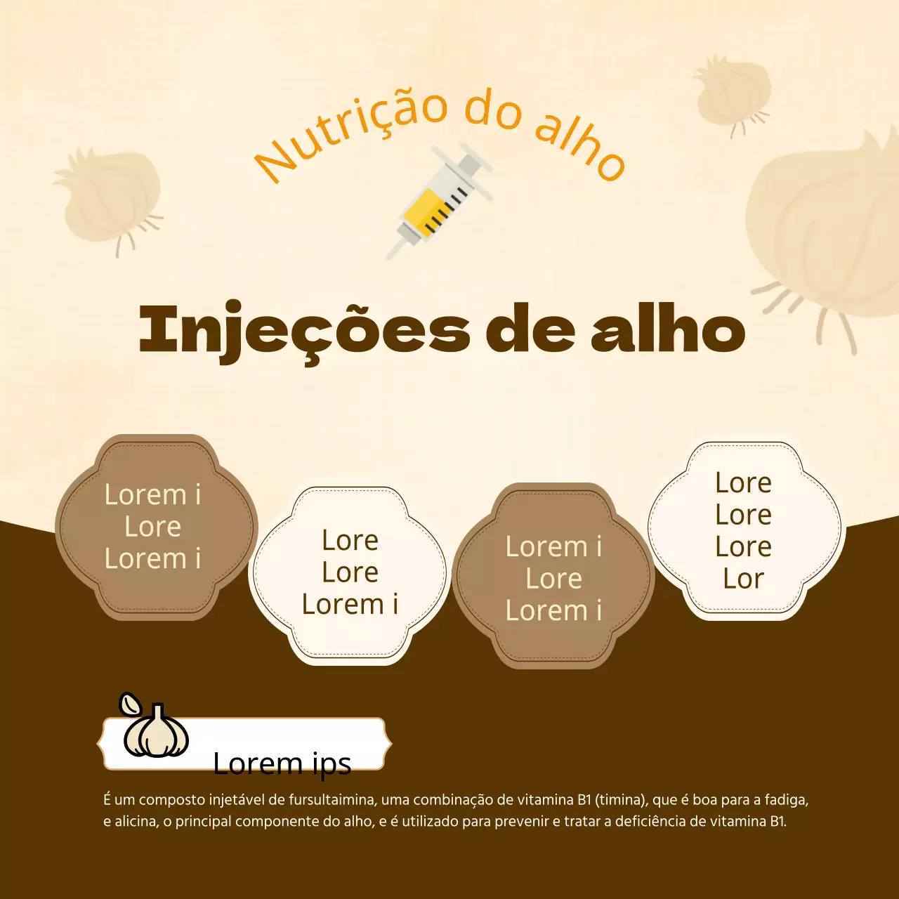Post promocional de injecções cosméticas em castanho e laranja