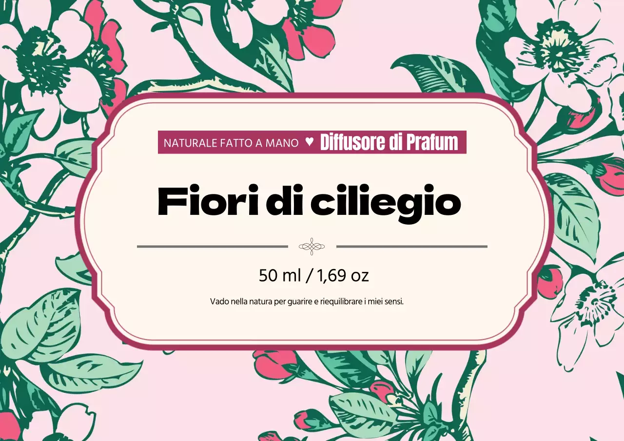 Etichetta di profumo vintage con illustrazione rosa