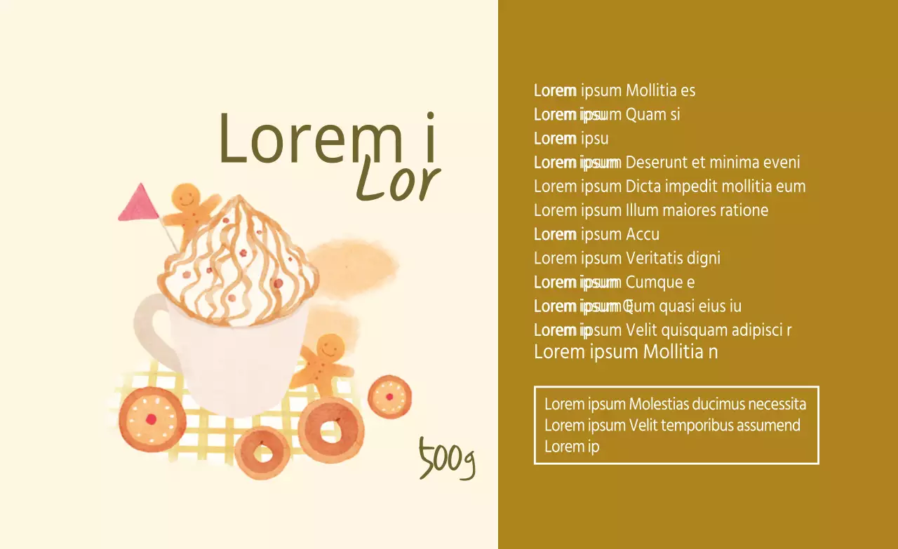 Etiqueta de polvo de vainilla con leche ilustrada de color beige marfil