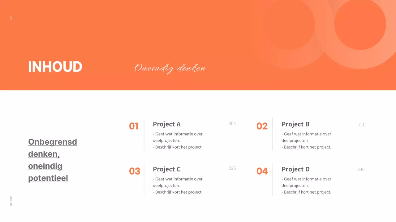 Een strakke conceptportfolio in wit en oranje