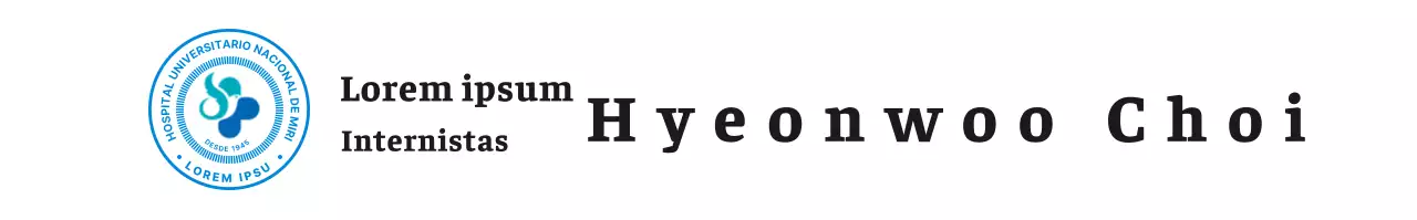 Placa simple de médico de hospital universitario con logotipo azul