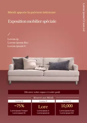 Affiche web pour la promotion d'un événement sur l'ameublement d'intérieur moderne