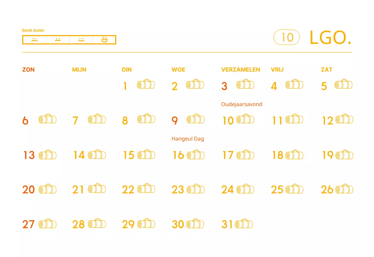 Oranje kalenders om weg te geven als je je yogastudio promoot