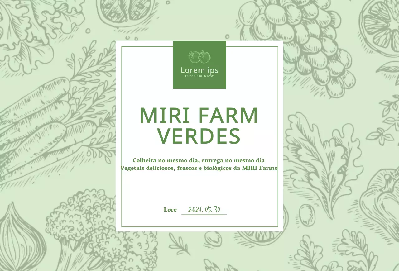 Postal ilustrando legumes em chartreuse