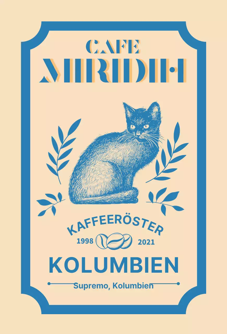 Ein Führer zu Kaffeemarken und -bohnen mit beige-blauem typografischem Design2