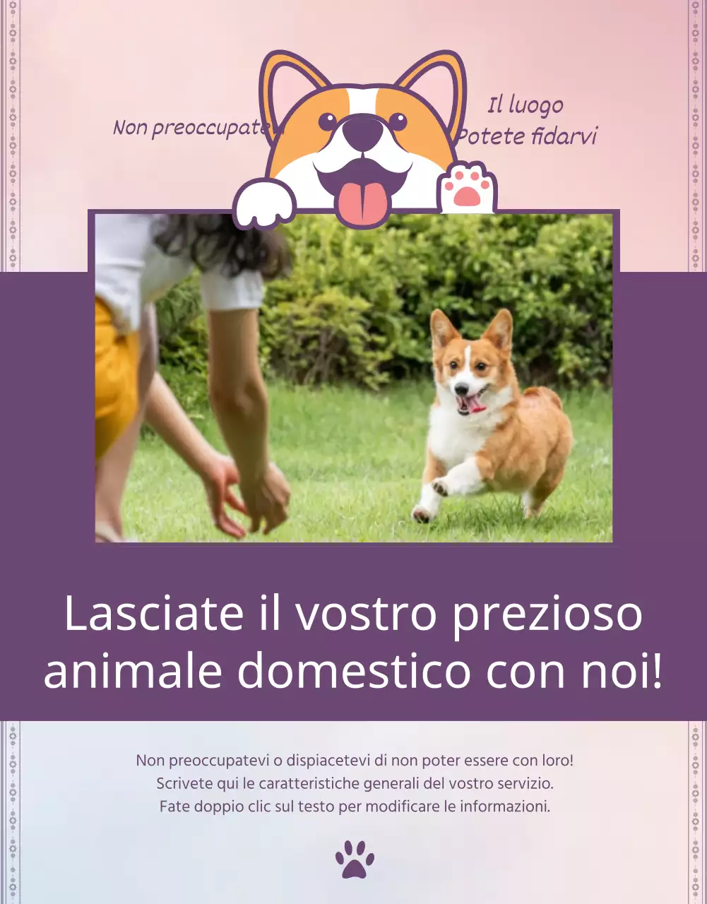 Promuovete il vostro hotel per animali in viola e rosa