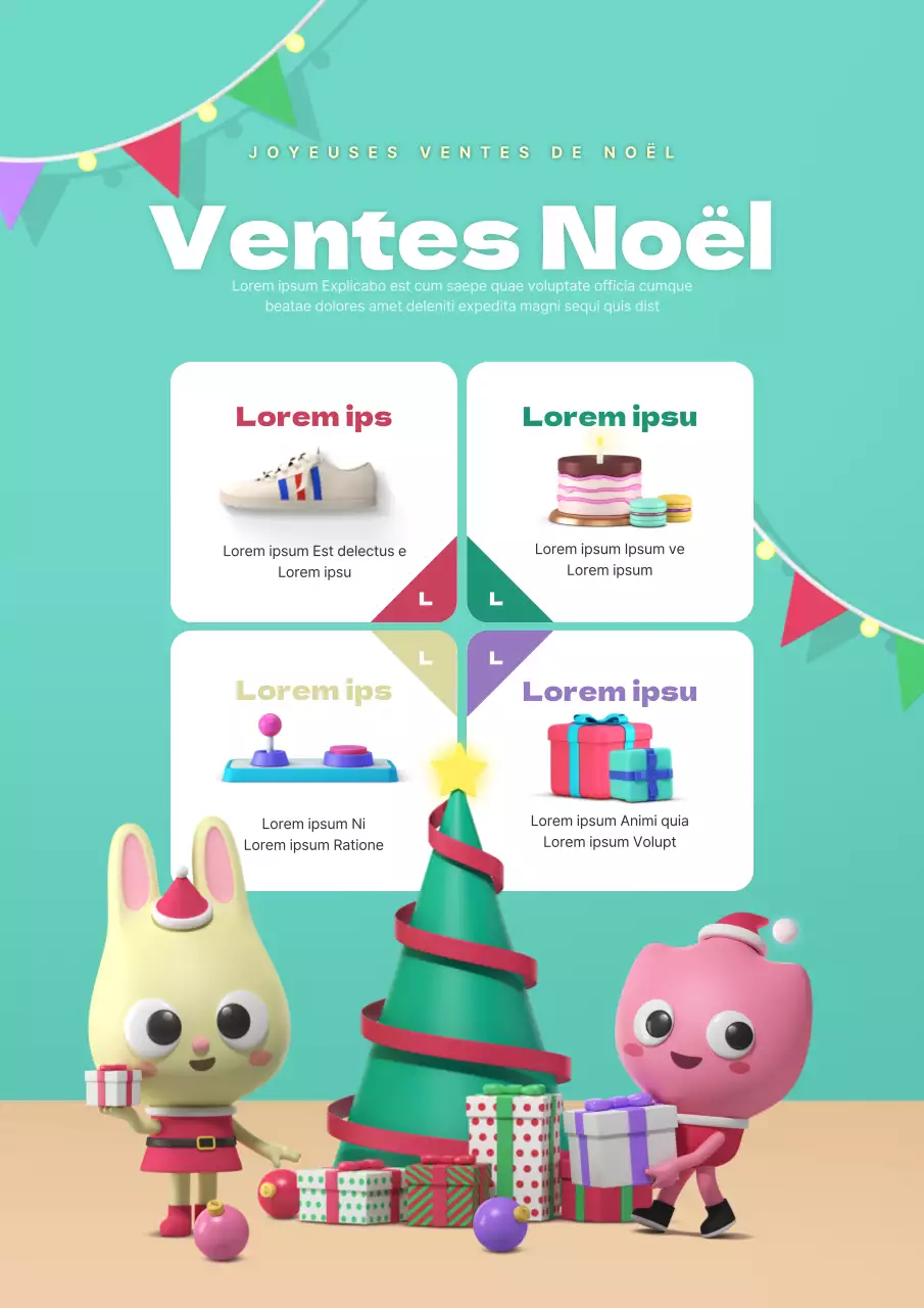 Promouvoir les fêtes de fin d'année avec des articles de Noël aux couleurs de la menthe et des personnages mignons