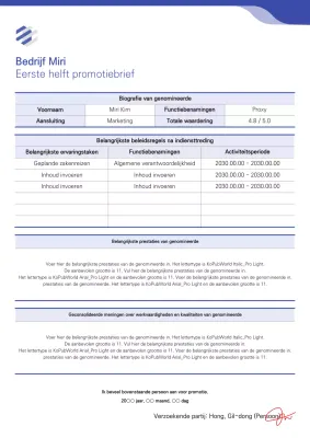 Een aanbevelingsbrief voor promotie opmaken in BlueCollar