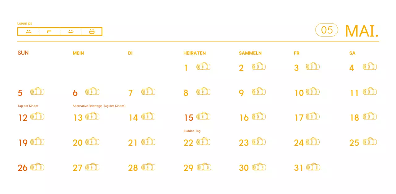 Orangefarbene Kalender zum Verschenken bei der Werbung für Ihr Yogastudio