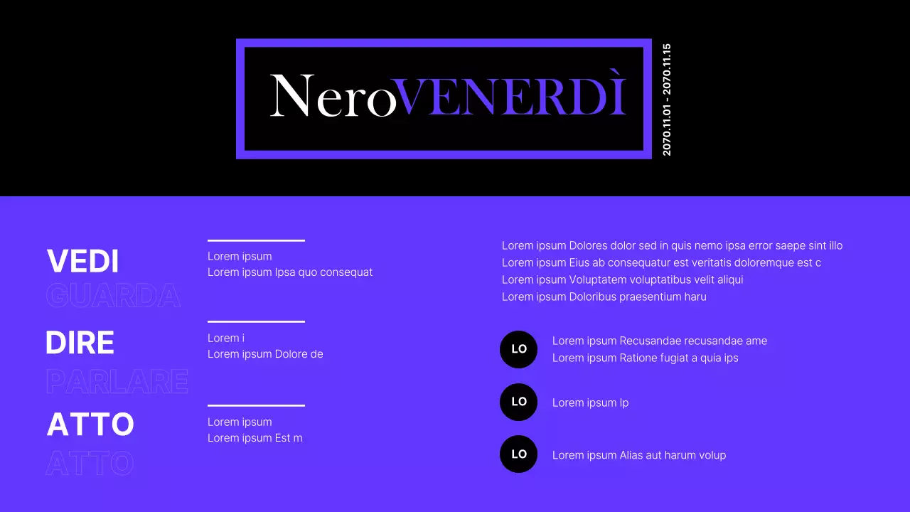 Organizzatore di eventi per il centro commerciale del Black Friday in nero e viola