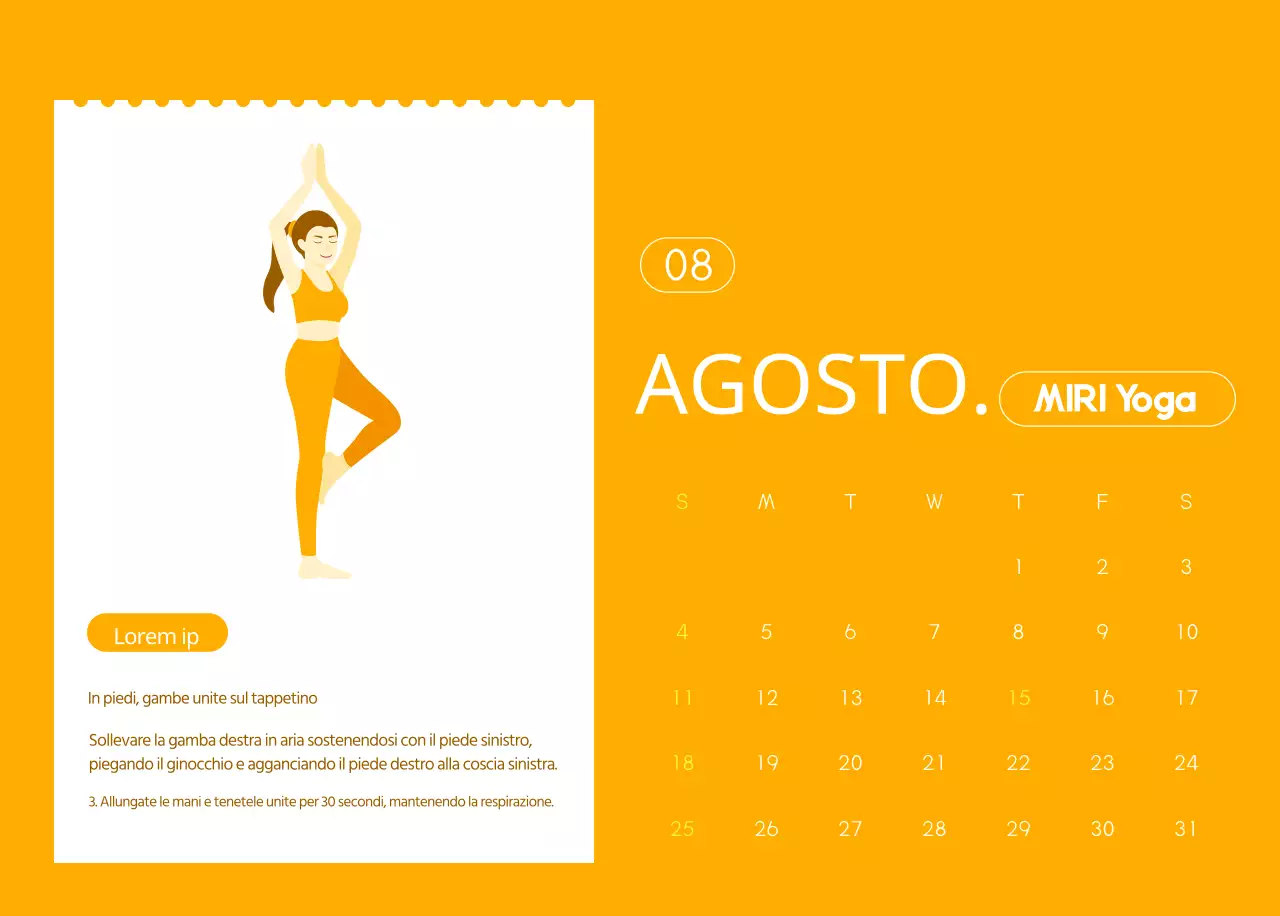 Calendari arancioni da regalare per promuovere il vostro studio di yoga