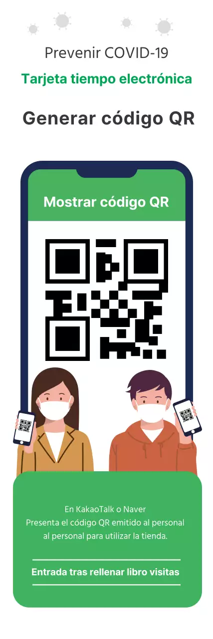 Ilustración verde de la etiqueta de registro limpio de coronavirus