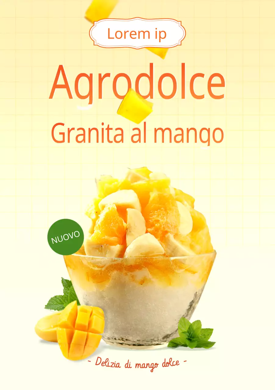 Presentazione di un menu pulito in arancione e giallo