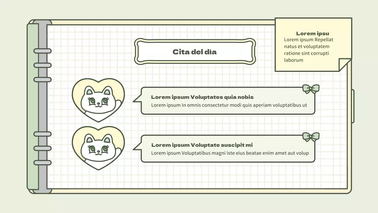 Bonito kit de presentación del concepto de agenda en azul claro y verde