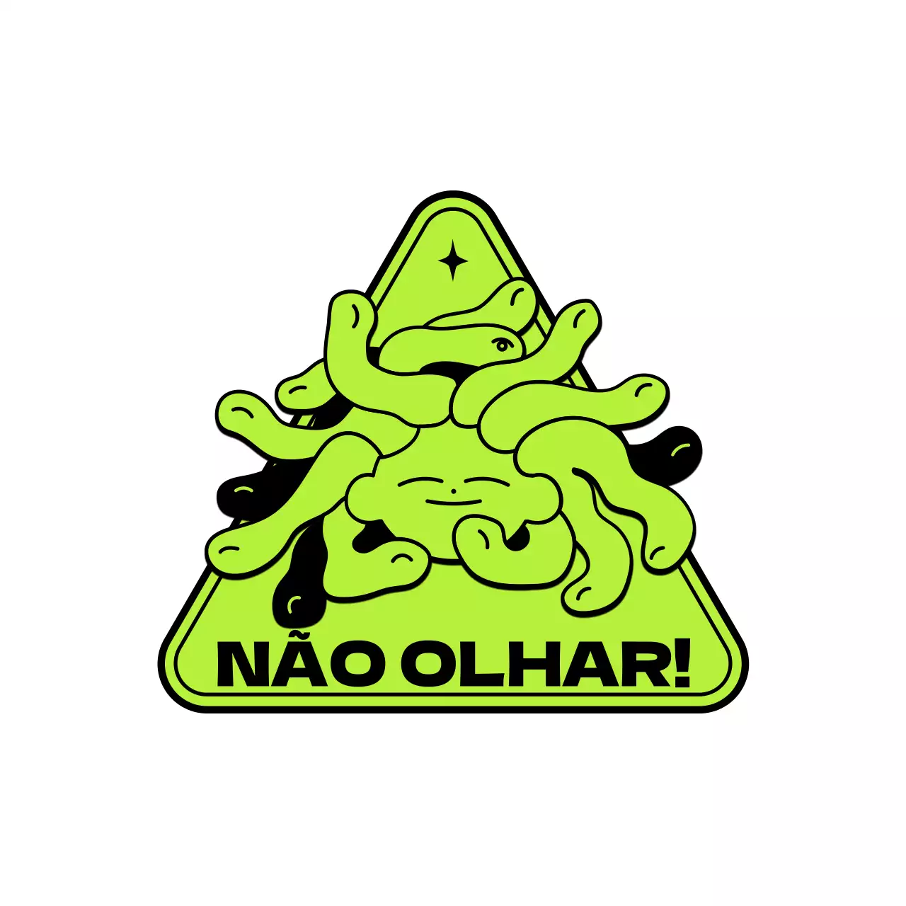 Conceito de logótipo de emblema com ilustração gira e moderna em verde lima para bens pessoais