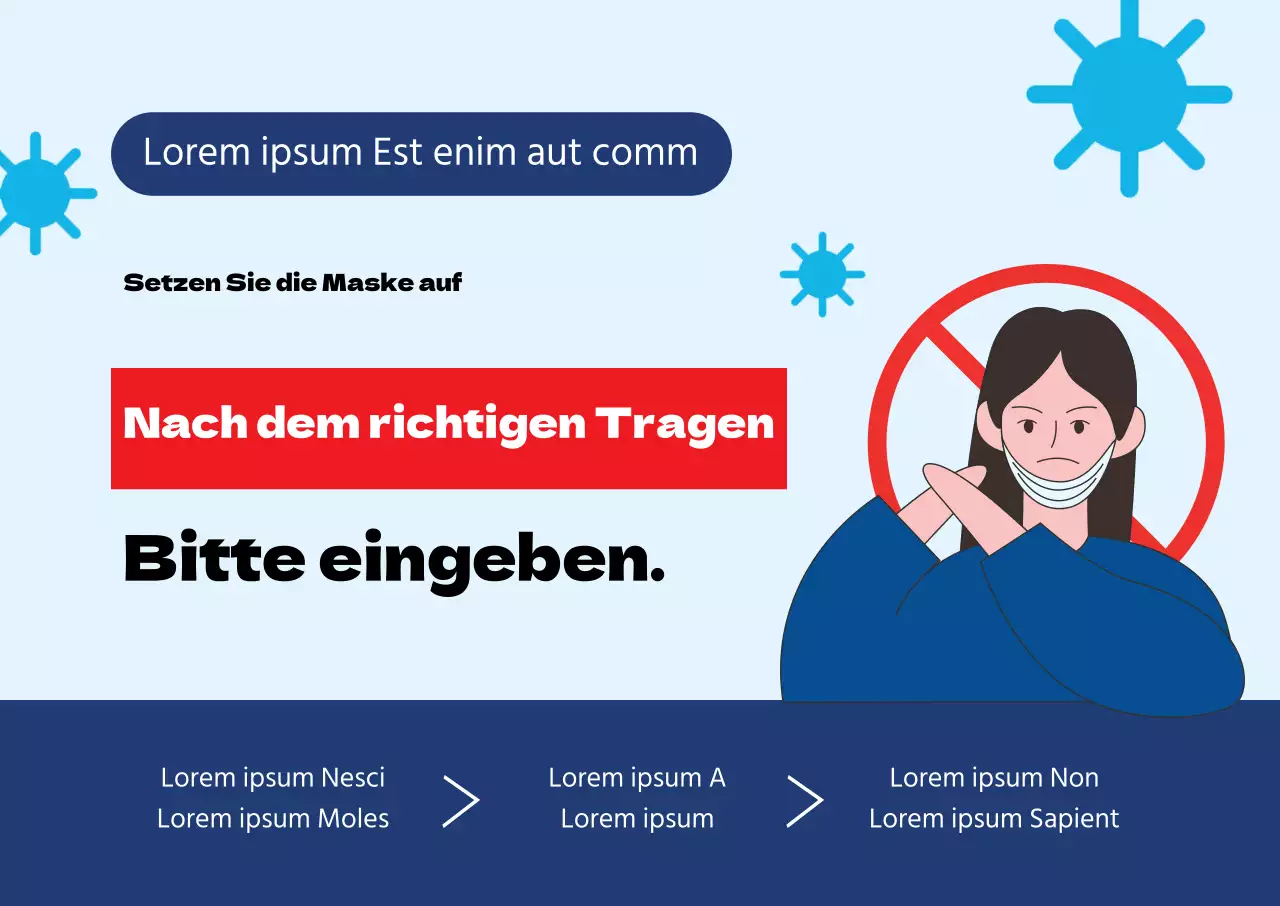 Blau Rot Illustration Corona Maske Tragen Prävention
