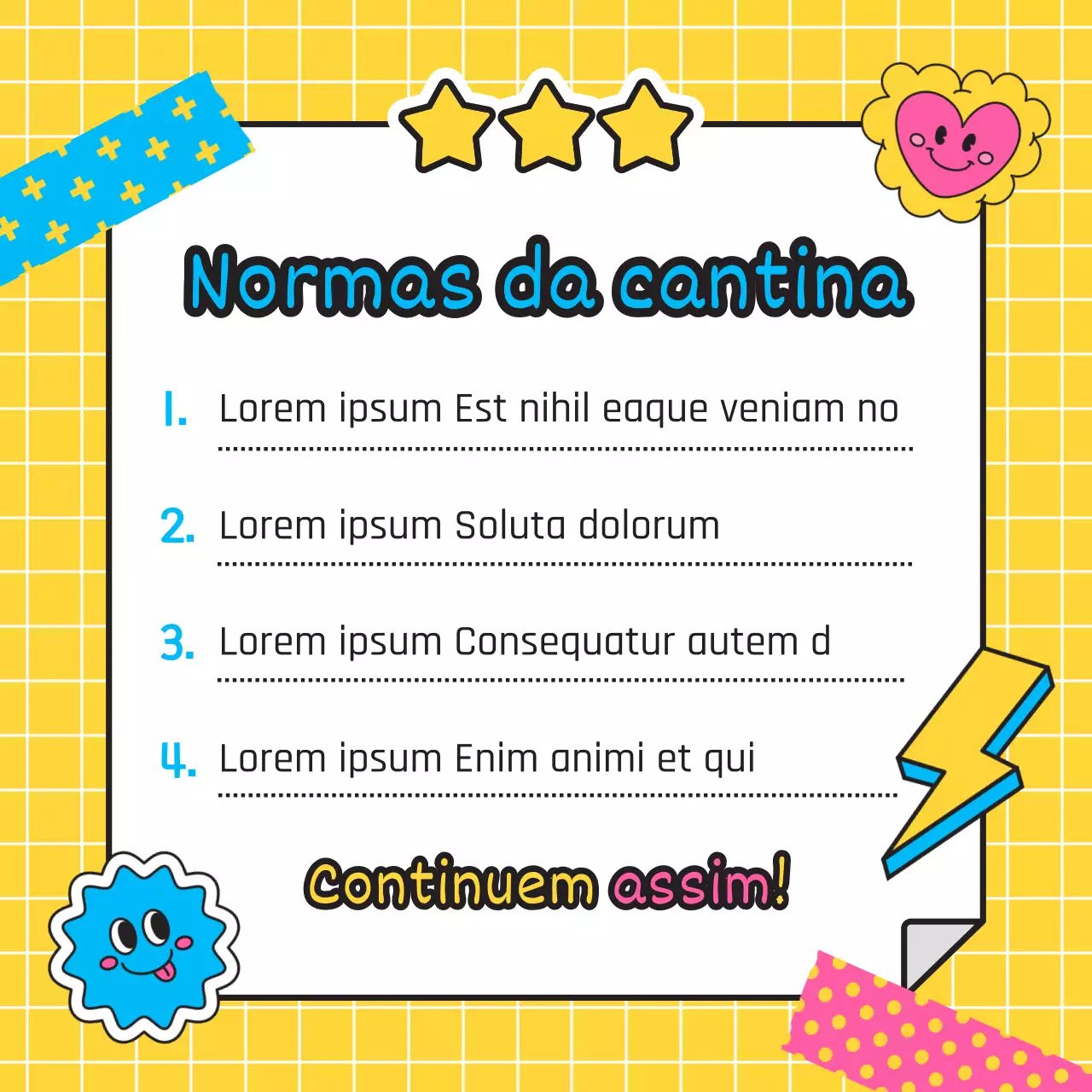 Guia de etiqueta para o regresso às aulas com um conceito de autocolante de monóculo amarelo