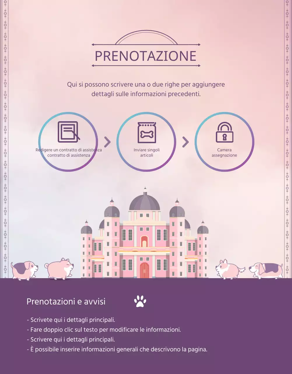 Promuovete il vostro hotel per animali in viola e rosa