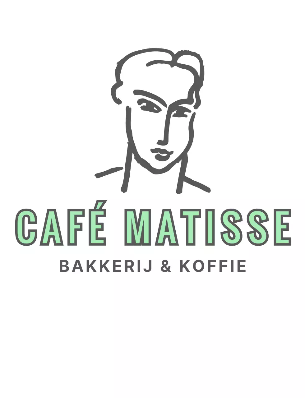 Een mintgrijs, sentimenteel getekend café
