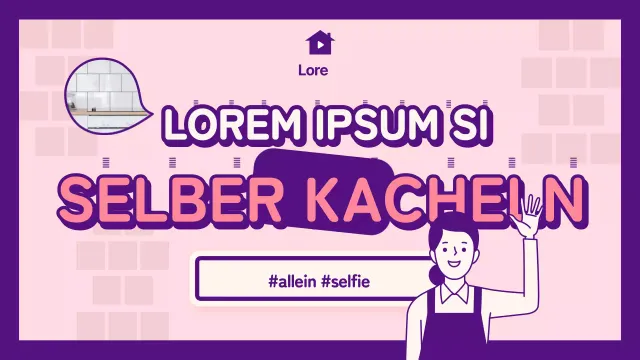 Hübsche Küchenfliesen in Lila- und Rosatönen für eine selbstgebaute Küche