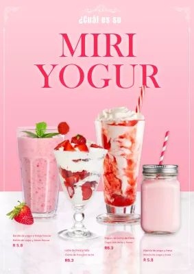 Promocionar un nuevo yogur de fresa con fondo rosa