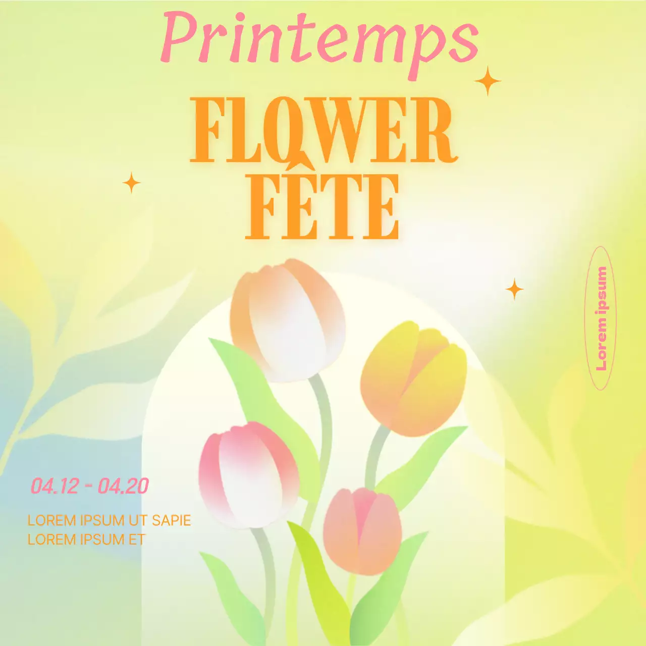 Faites la promotion de votre festival de fleurs de printemps avec un thème jaune dégradé