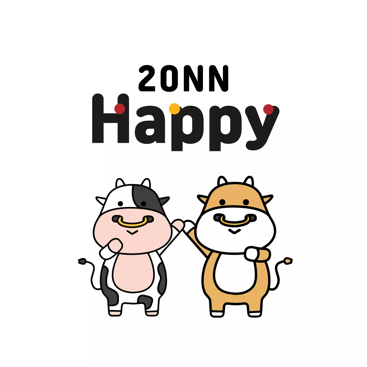 Nhãn trắng minh họa dễ thương chúc mừng năm mới