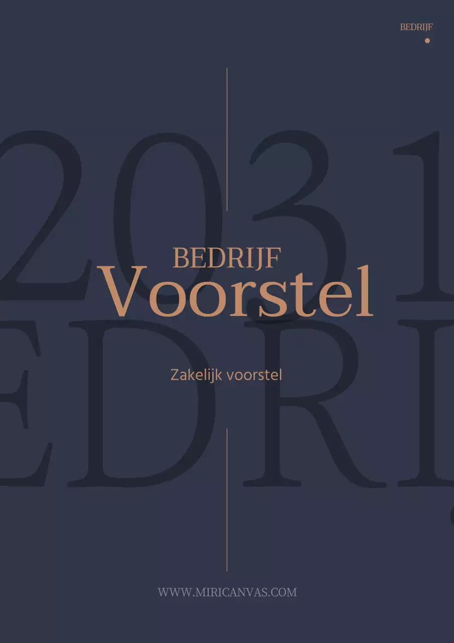 Eenvoudig typografisch zakelijk voorstel verticaal in marineblauw en bruin