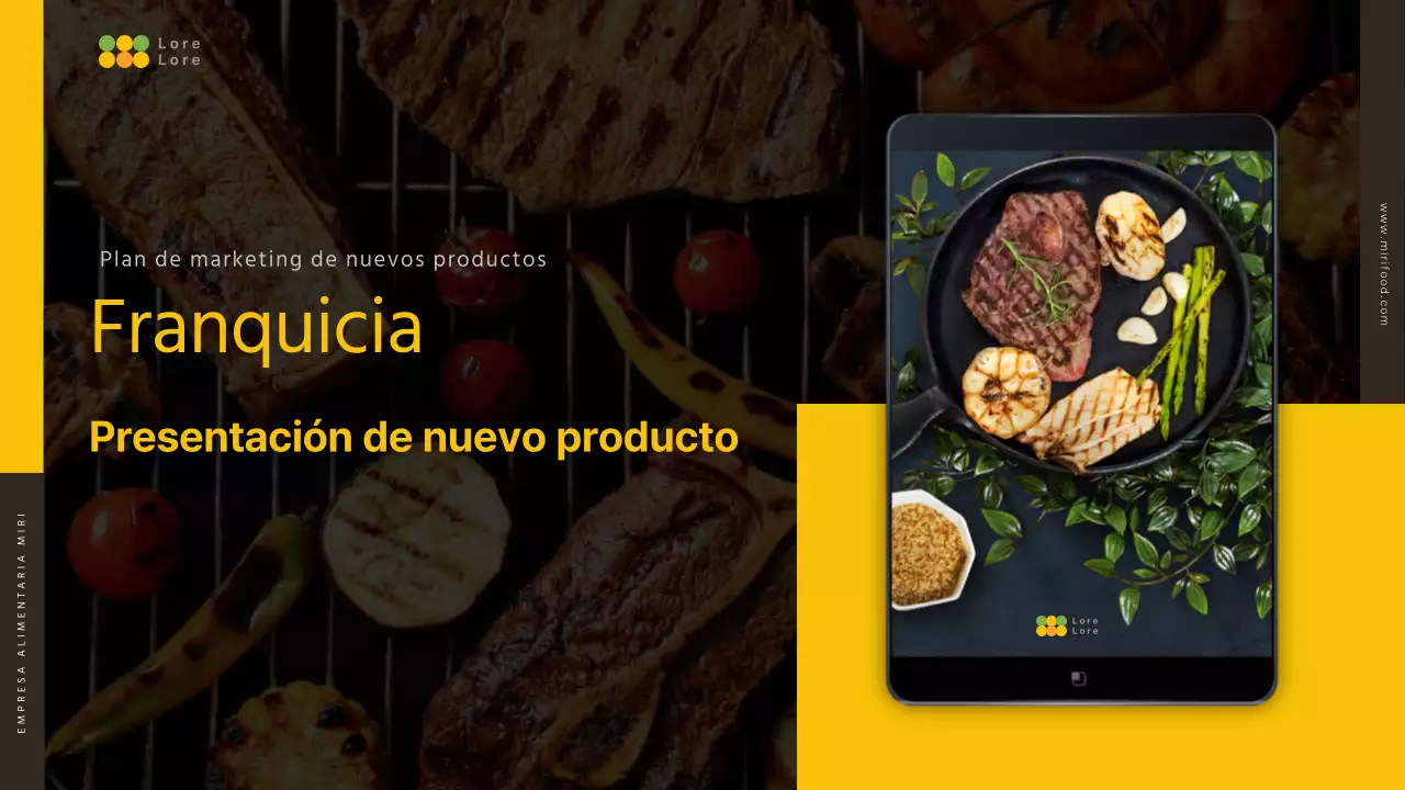 Presentar una propuesta para promocionar un nuevo producto amarillo y marrón
